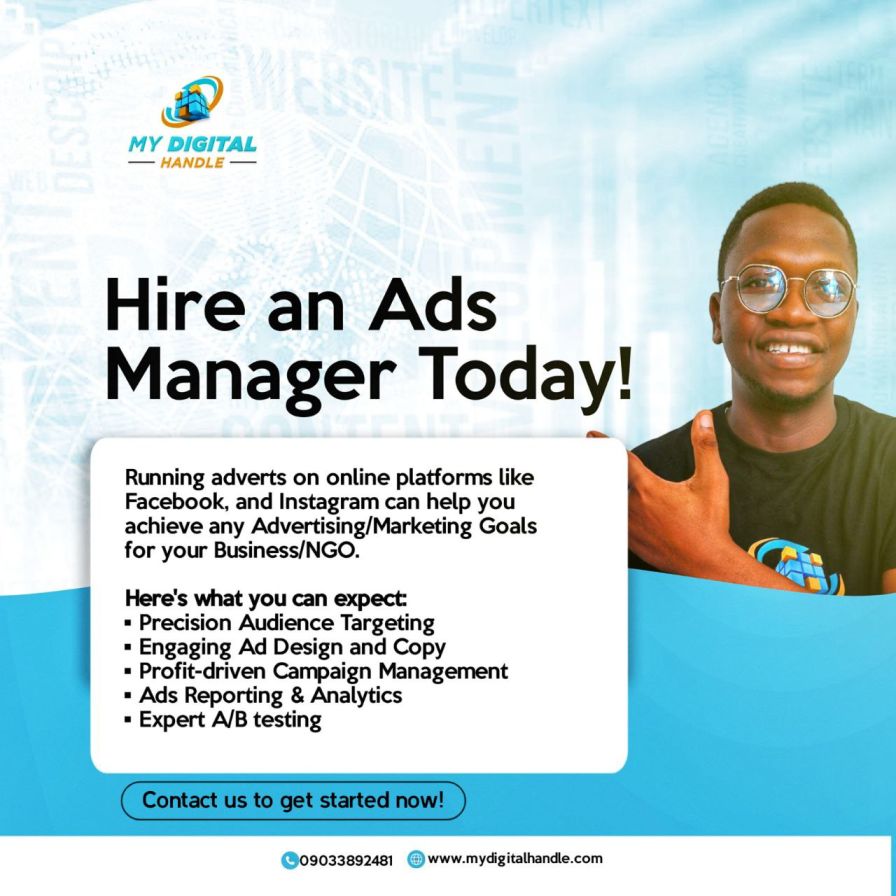 hire an ads manager for your business- my digital handle - digital markeing agency in ibadan