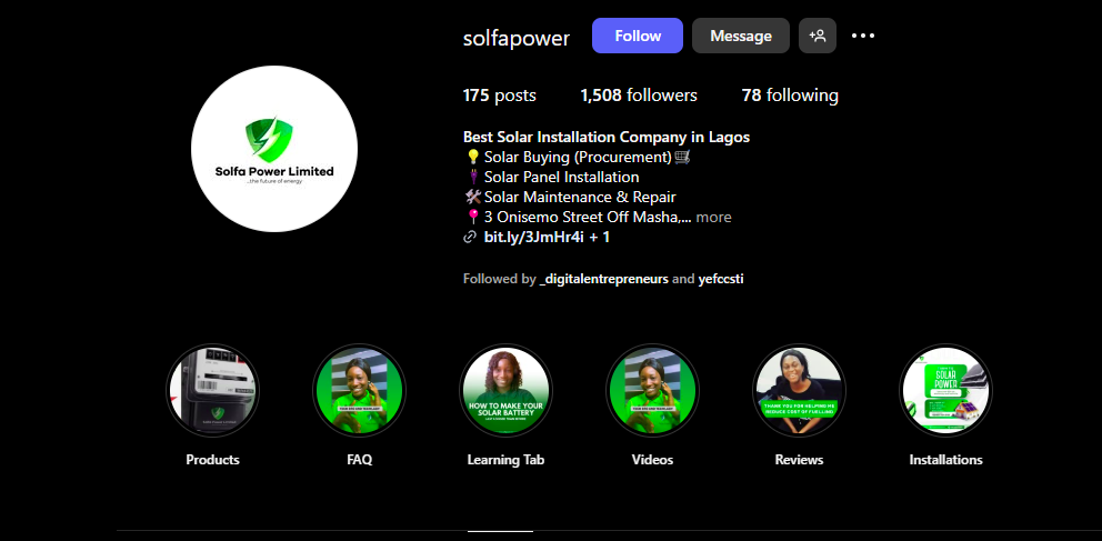 solfar power ltd - social median advertising services - my digital handle - digital marketing agency in ibadan, nigeria